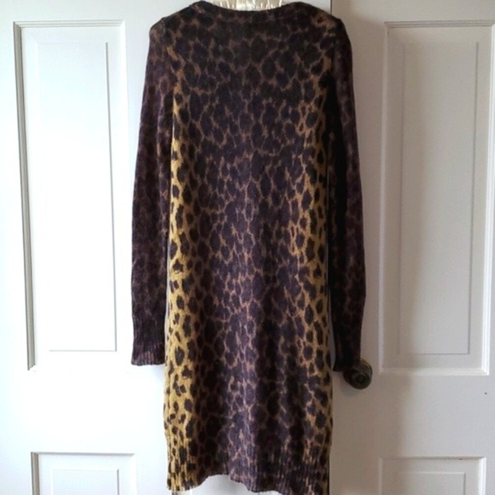 J. CREW LEOPARD WOOL SWEATER DRESS ANIMAL PRINT SIZE SMALL MOBWIFE COSTUME - Picture 4 of 12